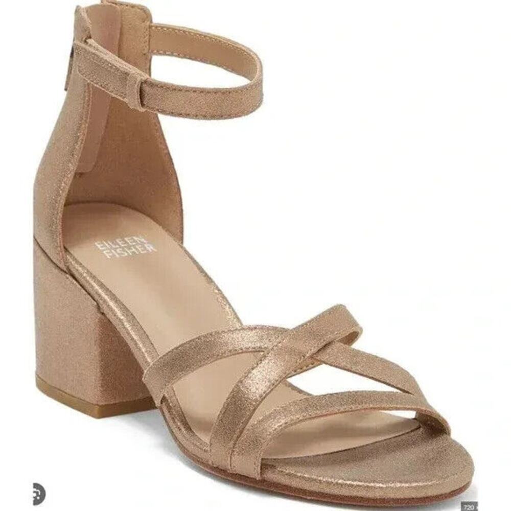 Eileen Fisher Noni Strappy Sandal in Gold Sparkle Size 10